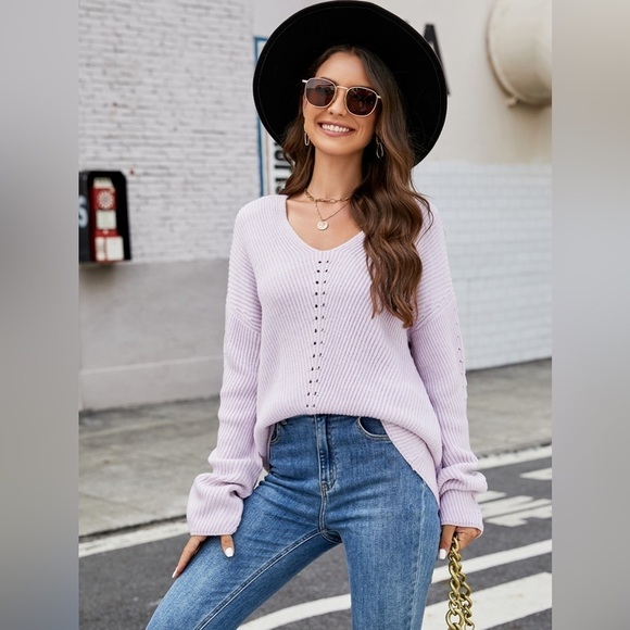 Easy Breezy Drop Shoulder V-Neck Rib-Knit Top - Picture 3 of 4